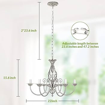 lovelyladylabo フラン 6-Light Farmhouse Candle Chandelier for Living Room, Rustic